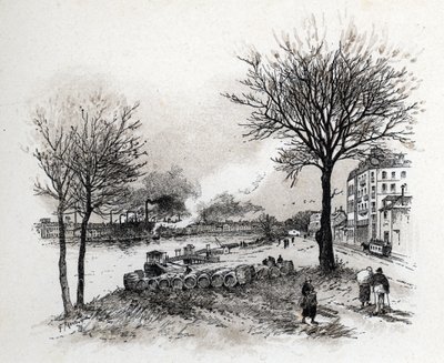 Uitzicht op Ivry-sur-Seine Tekening door Gustave Fraipont (1849-1923) uit Saint-Juirs door Gustave Fraipont