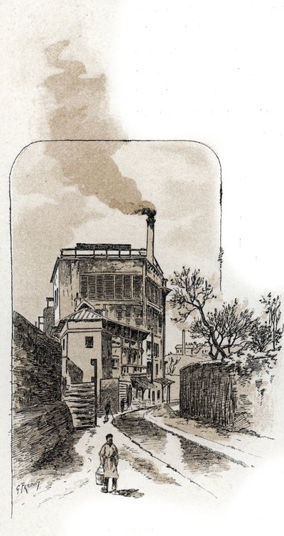 Uitzicht op de Bievre rivier in Parijs Tekening door Gustave Fraipont (1849-1923) uit Saint-Juirs door Gustave Fraipont