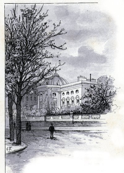 Uitzicht op het Paleis van het Legioen van Eer (Hotel de Salm) in Parijs Tekening door Gustave Fraipont (1849-1923) uit Saint-Juirs door Gustave Fraipont