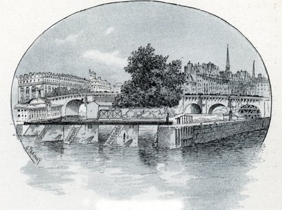 Uitzicht op de sluis van de Monnaie, voor het Hôtel des Monnaies in Parijs door Gustave Fraipont