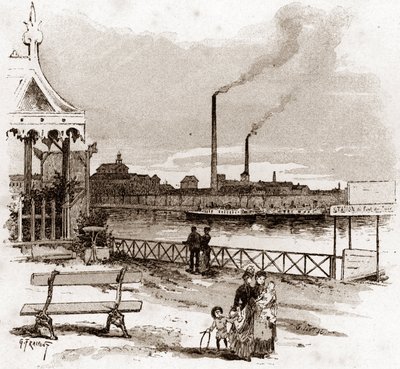 Uitzicht op de quai de Javel in Parijs, huidige quai André-Citroen door Gustave Fraipont