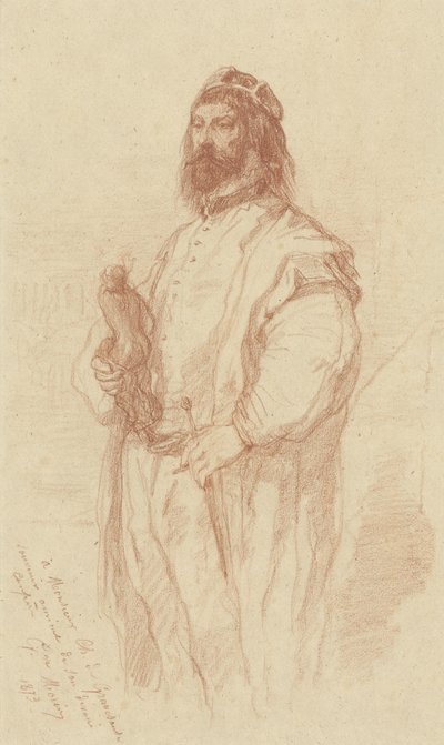Staande man met beeldje door Gustave François Morin