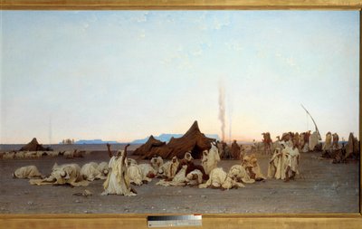 Avondgebed in de Sahara. Detail. 1863 door Gustave Guillaumet