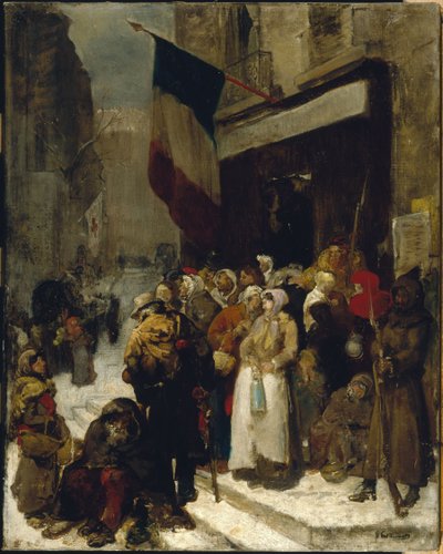 Gemeentelijke Kantine, Saint-Martin, tijdens het beleg van Parijs, ca.1871 (olieverf op doek) door Gustave Guillaumet