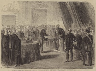 Baron Ricasoli presenteert de Koning van Sardinië de Uitslag van de Stemming voor Annexatie in Toscane door Gustave Janet