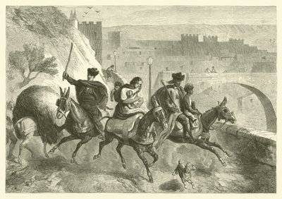 Zigeuners verlaten Toledo na de markt door Gustave Janet