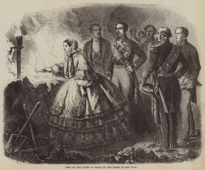 Bezoek van de Koningin van Spanje aan de Mijnen van San Juan door Gustave Janet