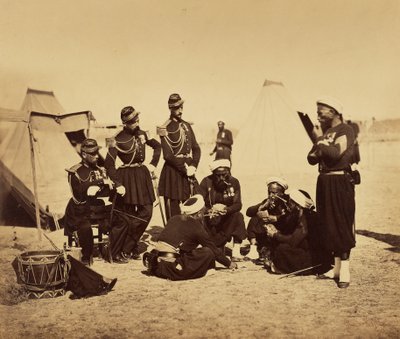Camp de Châlons: Zouaves de la Garde in het bivak door Gustave Le Gray