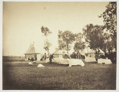 Voorbereiding van de tafel van de keizer, Camp de Châlons, 1857 door Gustave Le Gray