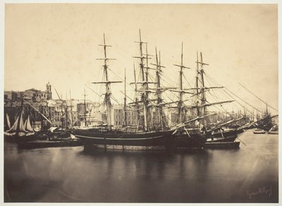 Schepen in de haven van Sète door Gustave Le Gray