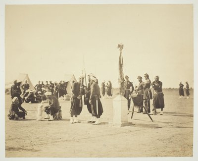 De Gehesen Vlag van het Zouavenregiment, Camp de Châlons door Gustave Le Gray