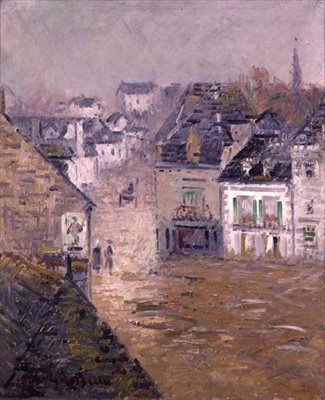 Fijne regen, Pont Aven, c.1922 door Gustave Loiseau