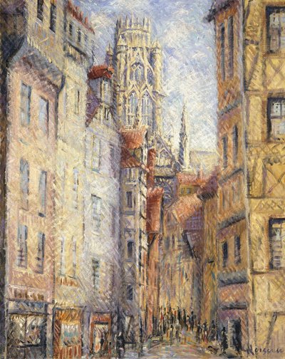 Rouen, een Straat bij de Kerk, ca. 1920 door Gustave Loiseau