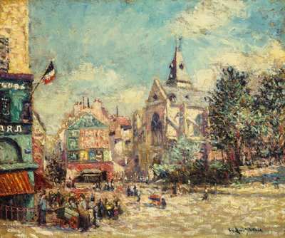 De kerk van Saint Medard en de Mouffetard-weg in Parijs door Gustave Loiseau