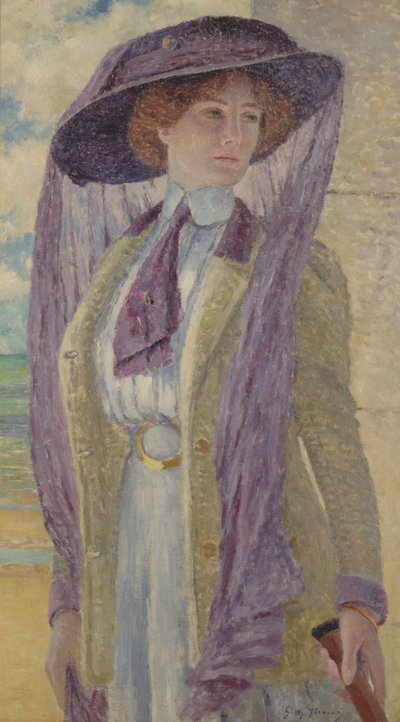 Vrouw met een Paarse Hoed door Gustave Max Stevens