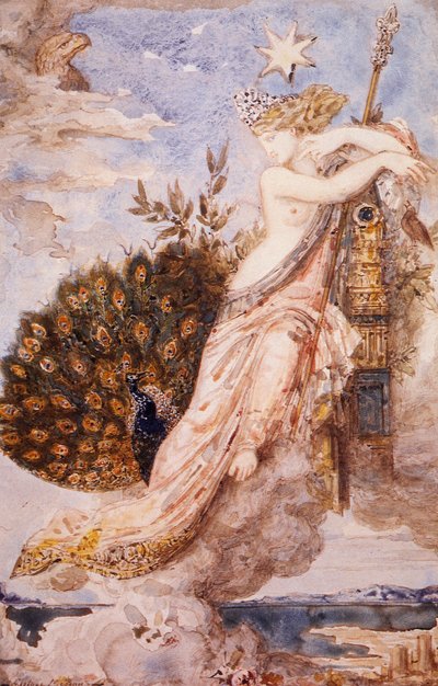 Pauw die klaagt bij Juno, door Gustave Moreau (1826-1898) door Gustave Moreau