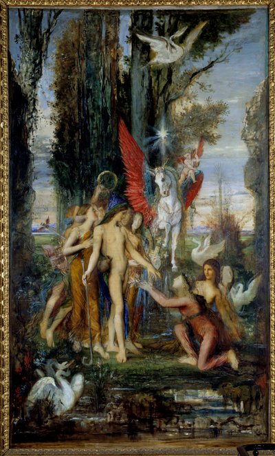 De Griekse dichter Hesiode (8e eeuw v.Chr.) en de Muzen door Gustave Moreau