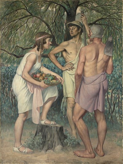 Terugkeer van de velden (drieluik, lateraal deel) door Gustave Pierre