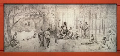 Art Nouveau lijst voor tekening van Pierre Puvis de Chavannes, door Gustave Serrurier-Bovy, Frankrijk door Gustave Serrurier Bovy