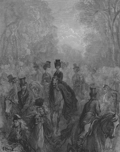 Hyde-Park, De Ladys Mile, Promenade Des Dames door Gustave after Dore