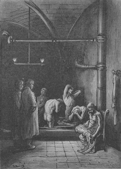 De Toilette in een Schuilplaats door Gustave after Dore