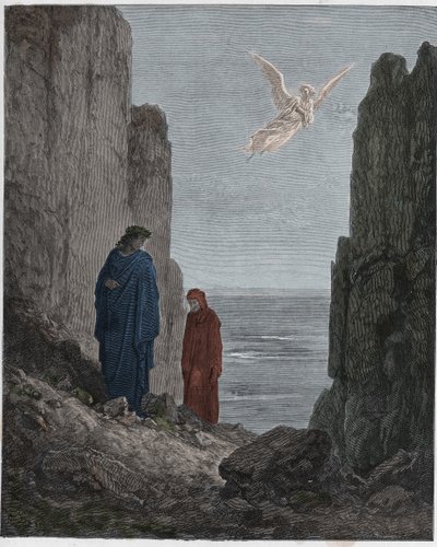 Purgatorio, Canto 19: De dichters stijgen op naar de vijfde cirkel, illustratie uit De Goddelijke Komedie van Dante Alighieri, 1885 door Gustave after Dore