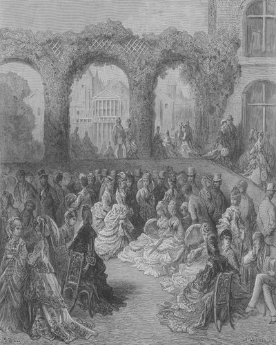 Een ochtend in een aristocratische tuin, Holland-House door Gustave after Dore