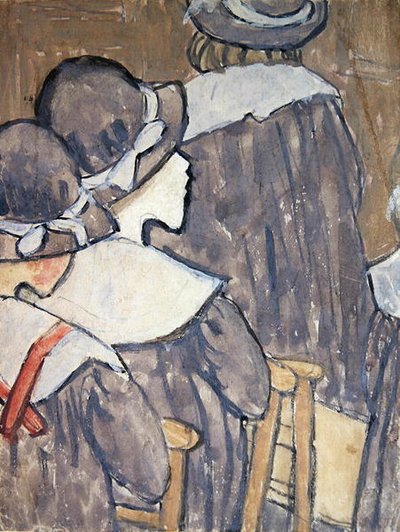 Kinderen in een kerk door Gwen John