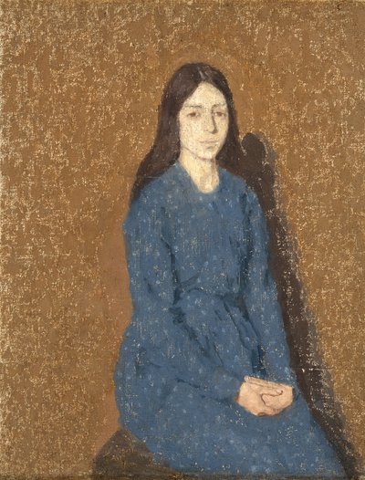 Meisje in een blauwe jurk door Gwen John