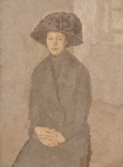 Jonge vrouw met een grote hoed, c.1917-25 door Gwen John
