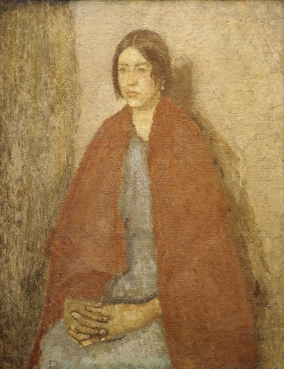 Jonge vrouw in een rode sjaal door Gwen John