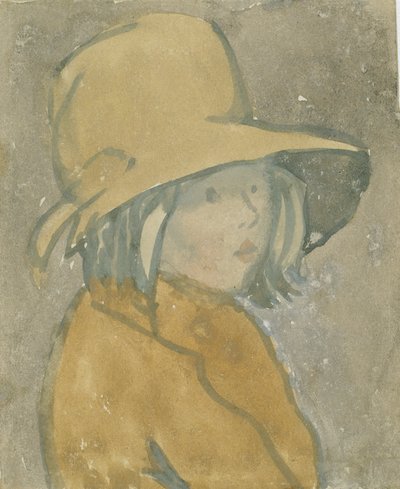Jong meisje met bruine hoed en jas door Gwen John