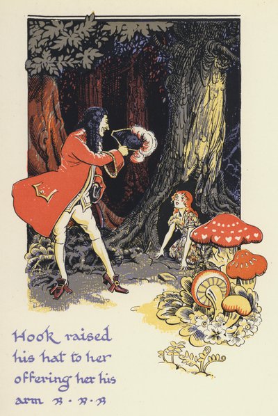 Peter Pan en Wendy: Hook hief zijn hoed op om haar zijn arm aan te bieden door Gwynedd M. Hudson