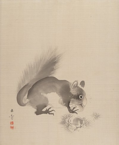 Eekhoorn die Kastanjes Eet, 1887-92 door Gyokusho Kawabata