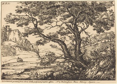 Landschap met Grote Boom, Kasteel Links door H.B. Ker