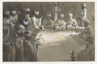 Bijeenkomst van mannen door H.C. Louwerse (signed by artist)