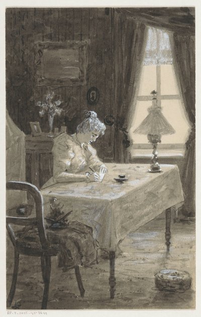 Mimi schrijft een brief door H.C. Louwerse (signed by artist)