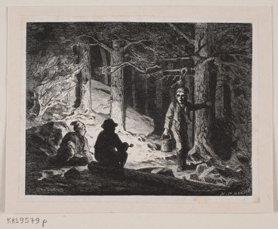 Illustratie voor "Een Zomernacht in Krogskoven" door H.P. Hansen