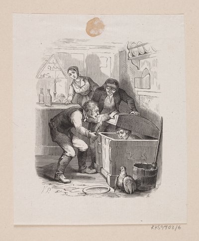 Illustratie voor "Kleine Claus en grote Claus" in H.C. Andersen, "Sprookjes en verhalen", Deel 1 door H.P. Hansen