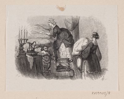 Illustratie voor "De prinses op de erwt" in H.C. Andersen, "Sprookjes en verhalen", Deel 1 door H.P. Hansen