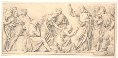 De opwekking van Lazarus. Studie voor afwijkend reliëf in de slotkapel door H.W. Bissen