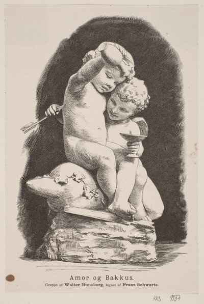 Amor en Bacchus door H. C. Henneberg