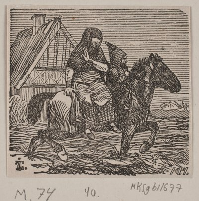 Illustratie bij "De vroedvrouw en de trol" door H. C. Henneberg