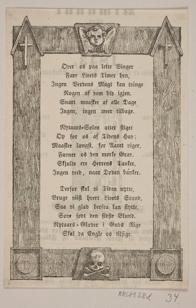 Omlijsting met engelenhoofd, kruis en schedel door H. C. Henneberg