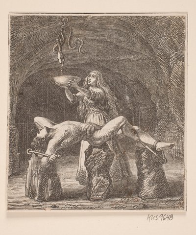 Sigyn houdt de Kom tussen de Slang en Loke door H. C. Henneberg