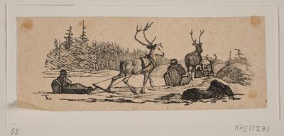 Sleeën met rendieren door H. C. Henneberg