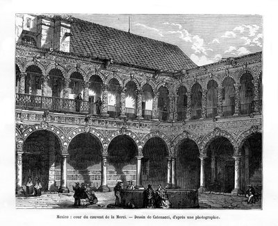 Hof van het Klooster van Barmhartigheid, Mexico, 19e eeuw door H. Catenacci