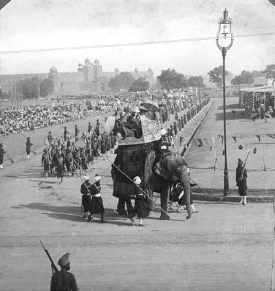 Overheidsfunctionarissen in een staatsprocessie, India door H. D. Girdwood