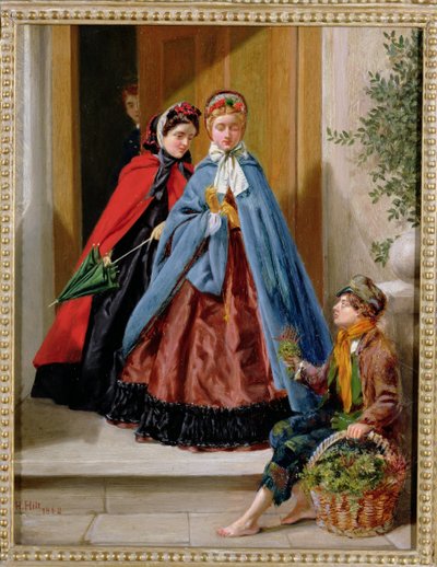 De Bloemenverkoopster, 1862 door H. Hilt