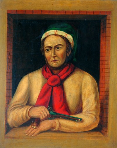 Man met een geweer die uit een raam kijkt, 1865 door H. Hurst